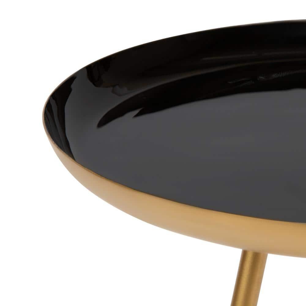 Kate and Laurel Laranya Round Metal Side Table, 15x15x22.5, Black and Gold