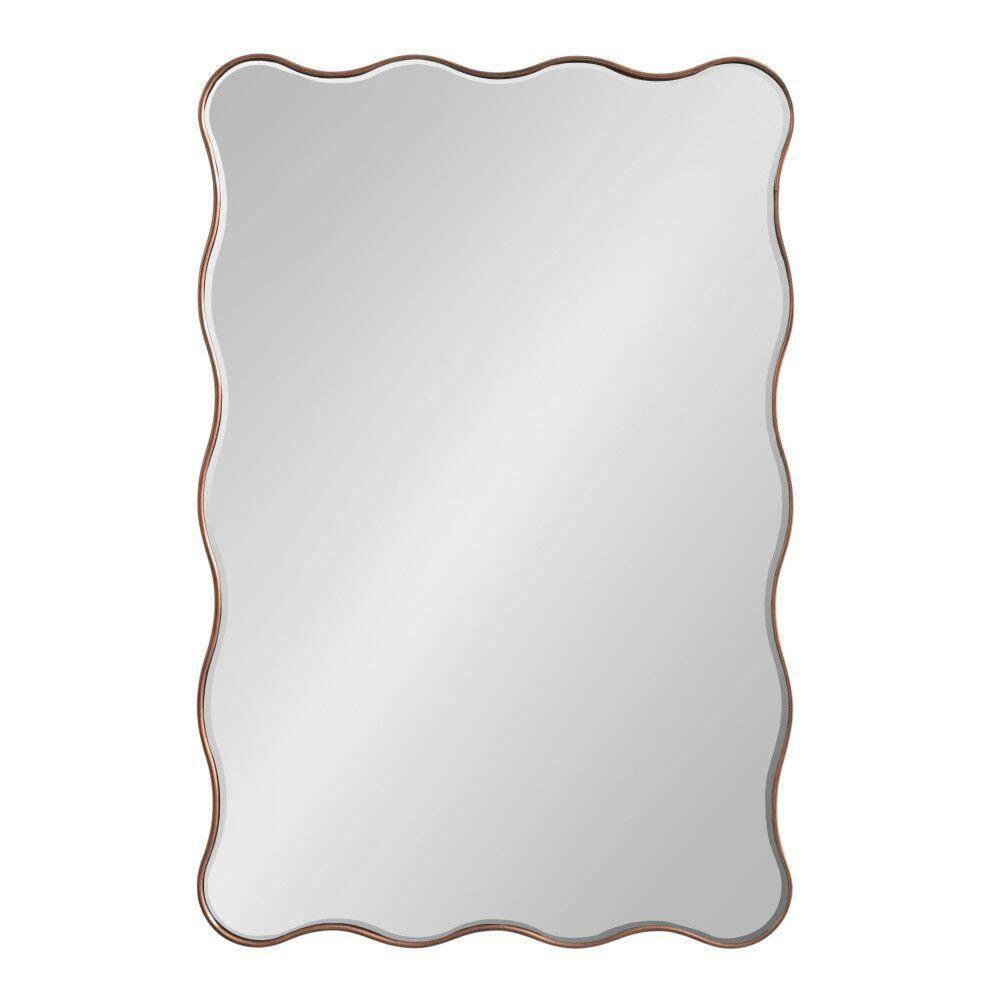 Kate and Laurel Viona Modern Scalloped Rectangle Mirror, 24 x 36, Bronze, Decorative Bathroom Mirror for Over Sink with Unique Rippled Edge for Wavy Wall Decor Accent