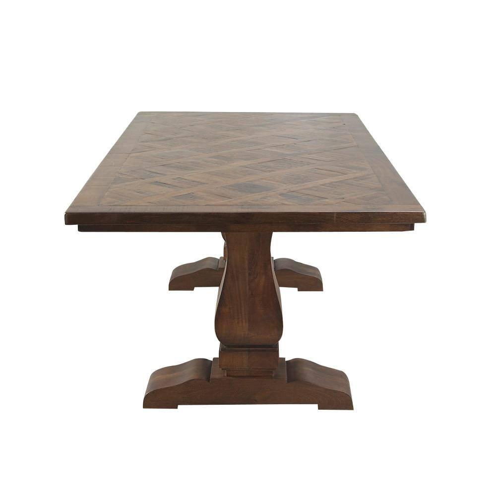 DecMode 84" x 30" Brown Mango Wood Dining Table with Parquet Inlay, 1-Piece