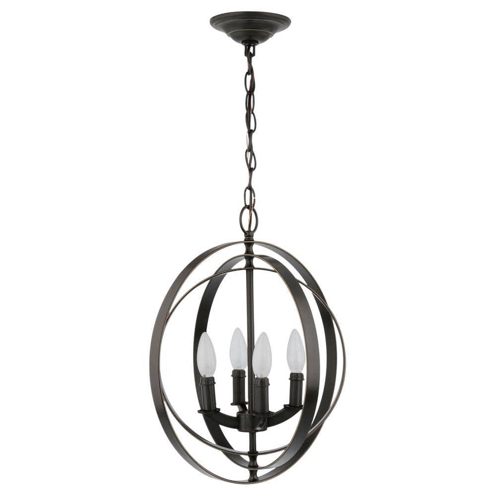 Progress Lighting Equinox 4-Light Foyer Pendant, Steel, Antique Bronze, No Shade