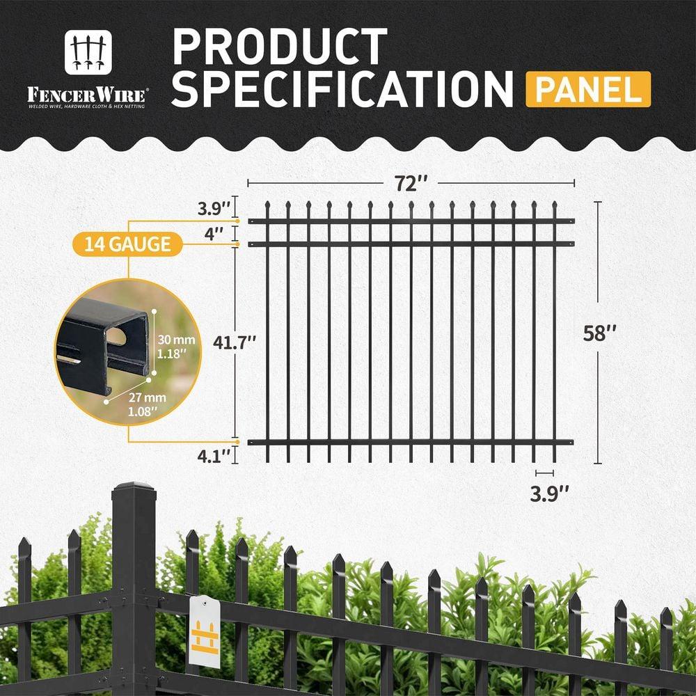 Fencer Wire Fencer Wire 4/ 5/ 6FT H X 6FT W Heavy Duty Pinnacle Fence Barrier Panel, Anti-Rust Metal Fencing Panel