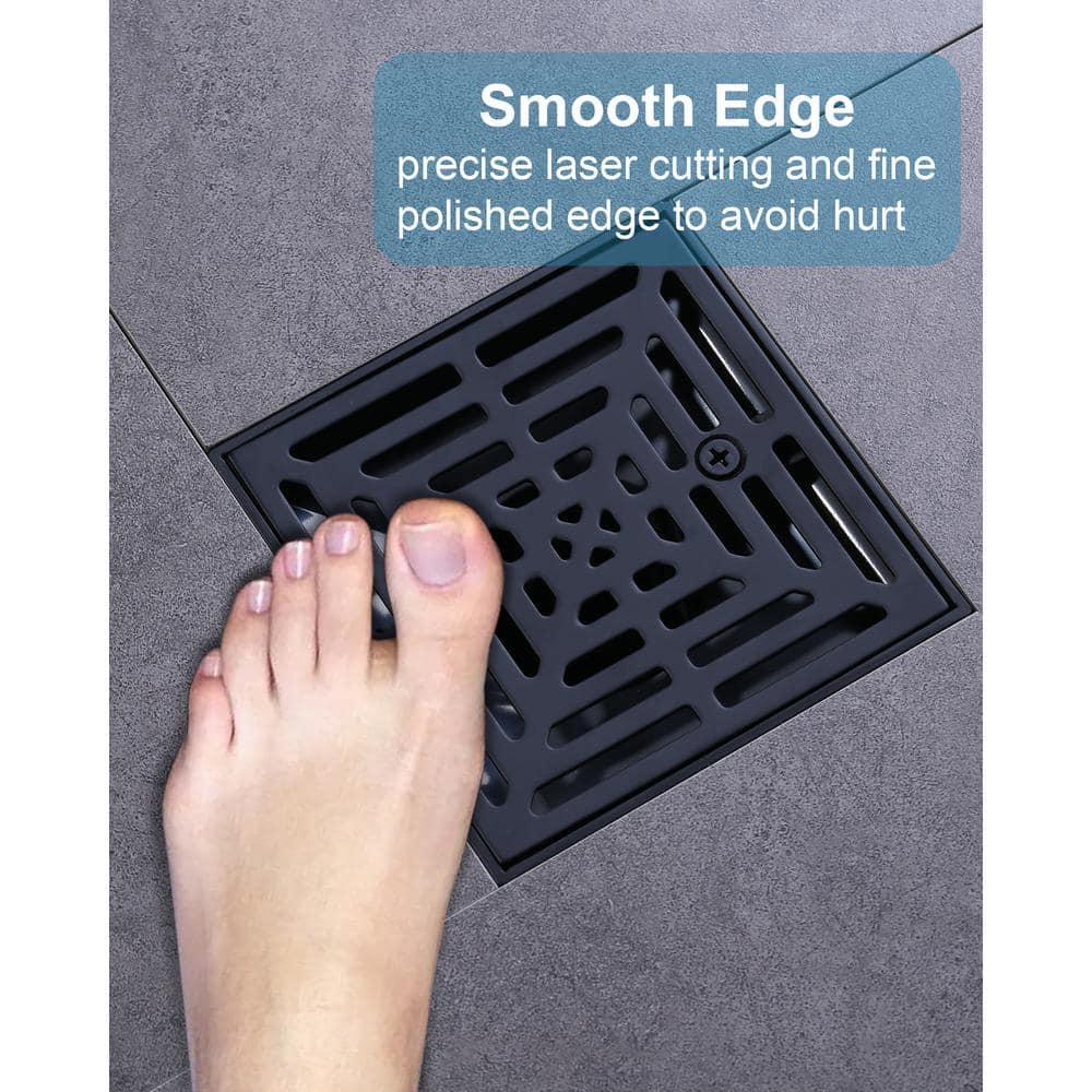 Aleasha 4.5 In. Floor Drain With Square Stainless Steel Screw-Tite Strainer AL-9L05B