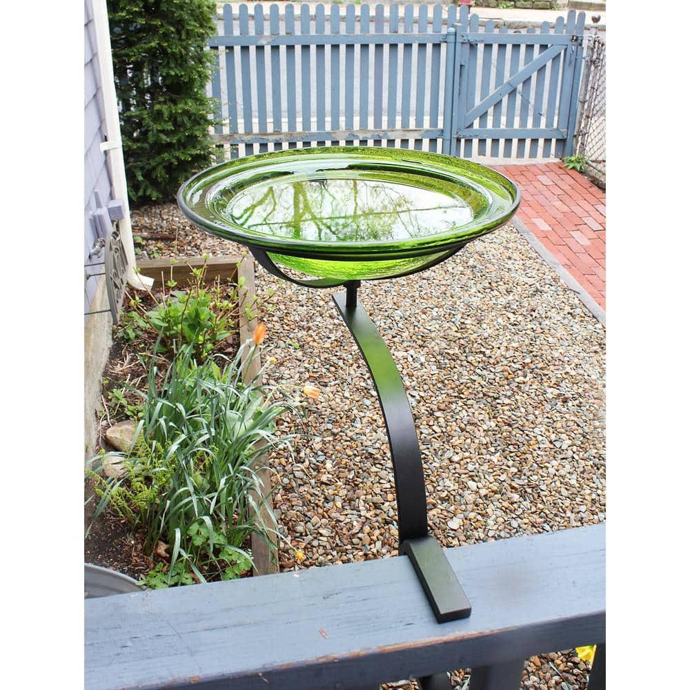 12 Inch Crackle Birdbath with Rail Mount Bracket