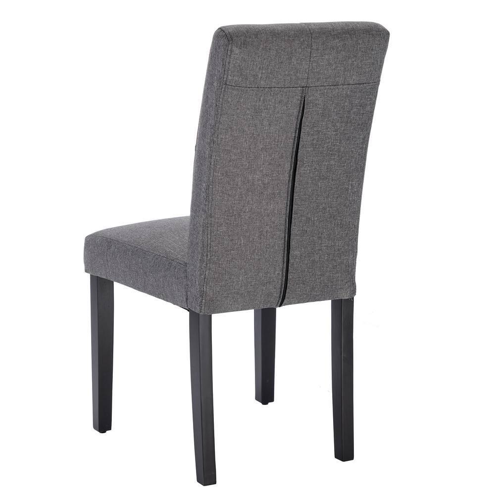 Gray Linen Upholstered High Back Parsons Side Chair Set