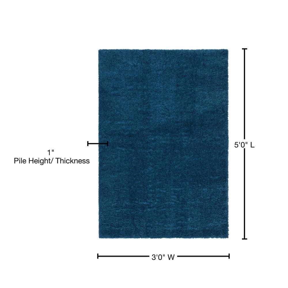 August Shag 900 AUG900 Power Loomed Indoor Accent Rug - Navy - 3'x5' - Safavieh