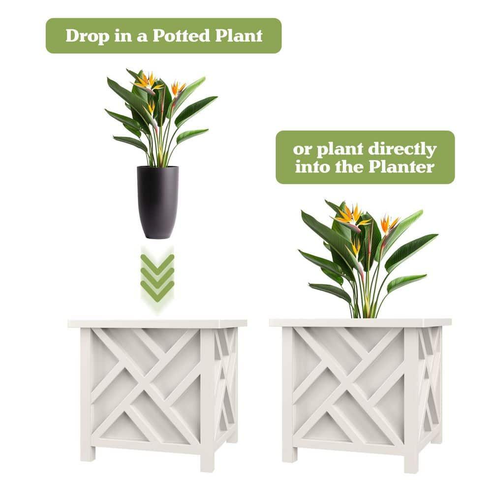 Pure Garden 15.5" Lattice Planter Box, White