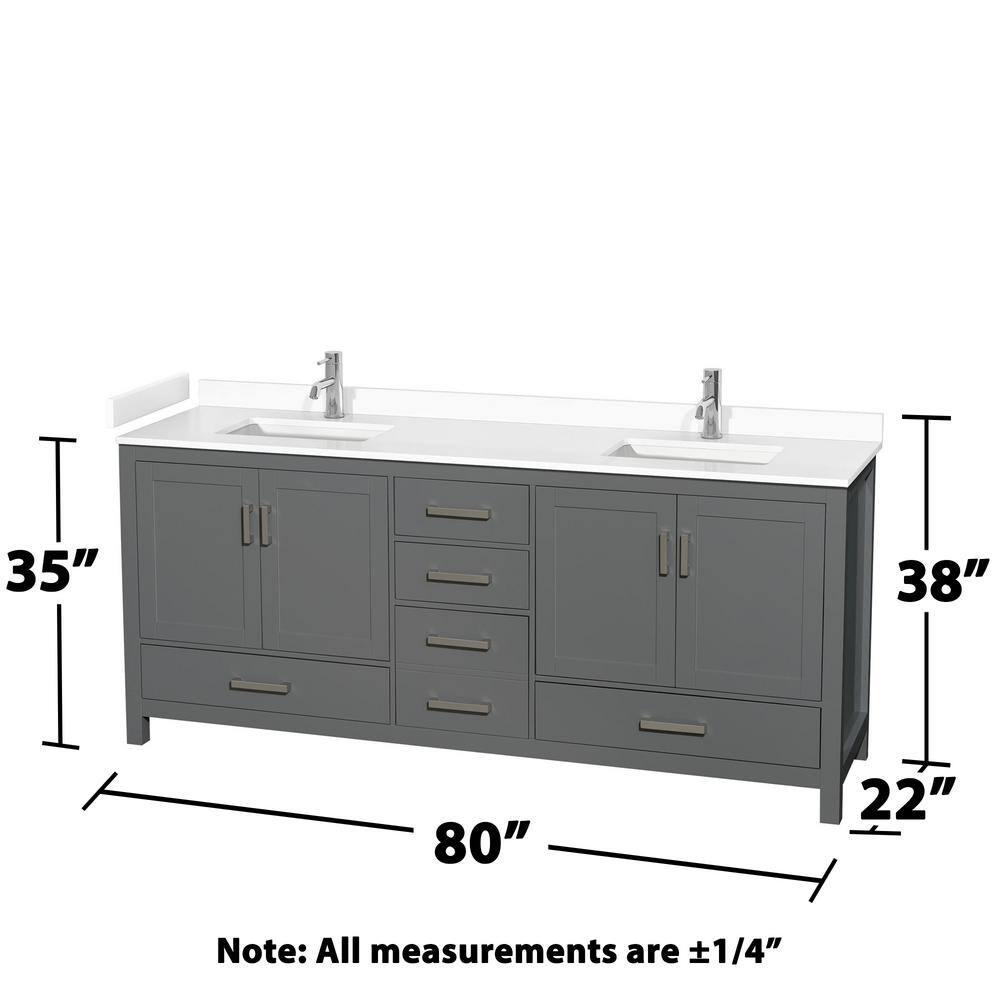 Wyndham Collection Sheffield 80" Freestanding Double Bathroom Vanity with Cultured Marble Top