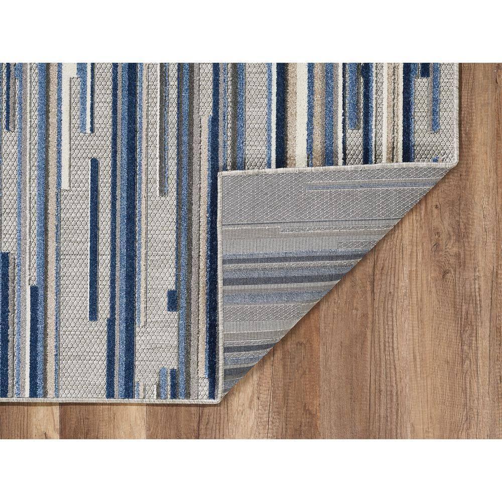Large Blue Synthetic Easy Care Rectangular Rug