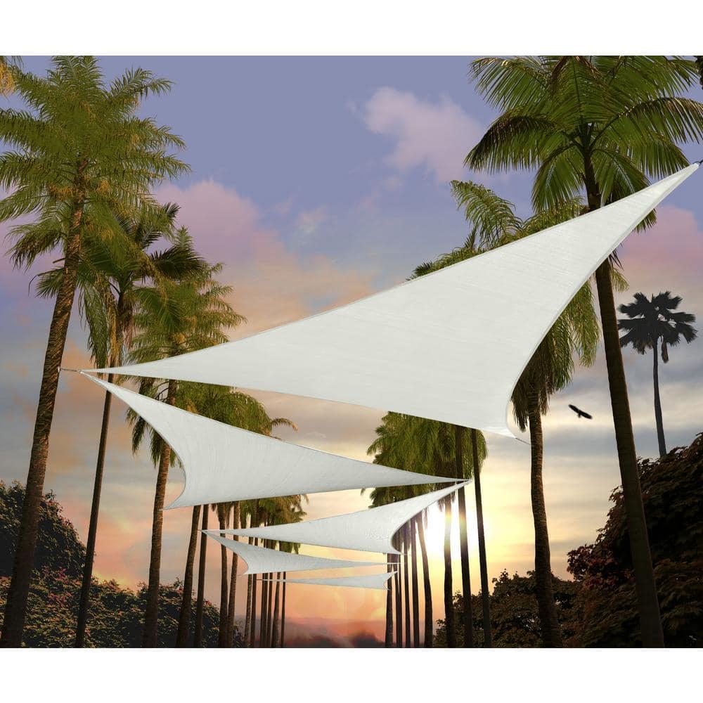 Amgo 18' x 18' x 18' White Triangle Sun Shade Sail Outdoor Canopy Awning UPF50+ AGTAPT8, 95% UV Blockage, Water & Air Permeable, Commercial Standard Heavy Duty (We Make Custom Size)