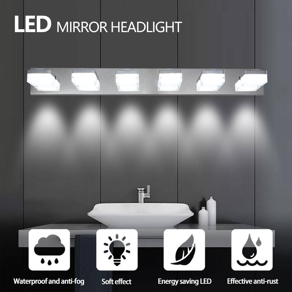 Ralbay Modern 6 Light Vanity Light Chrome Bathroom Vanity Lighting Fixtures Over Mirror Acrylic Up and Down Chrome Bathroom Wall Mounted Lights