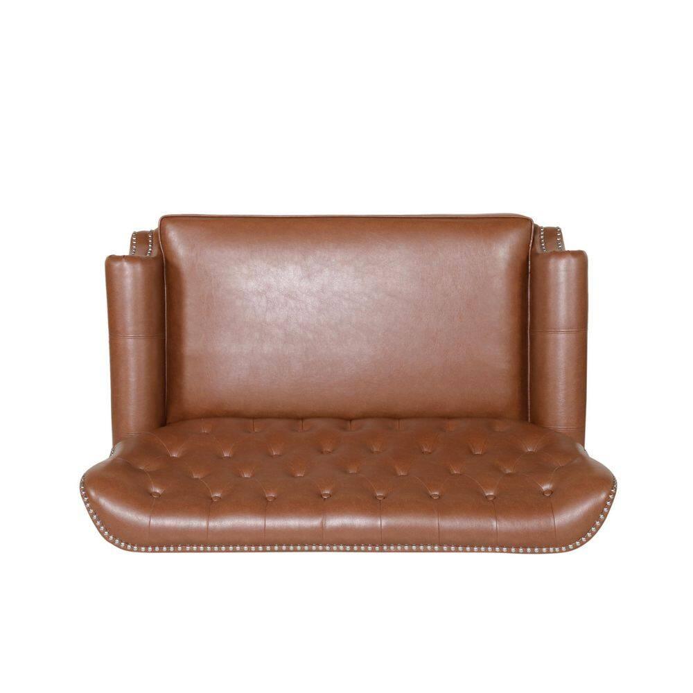 Noble House Dero Faux Leather Tufted Oversized Recliner, Cognac Brown and Espresso