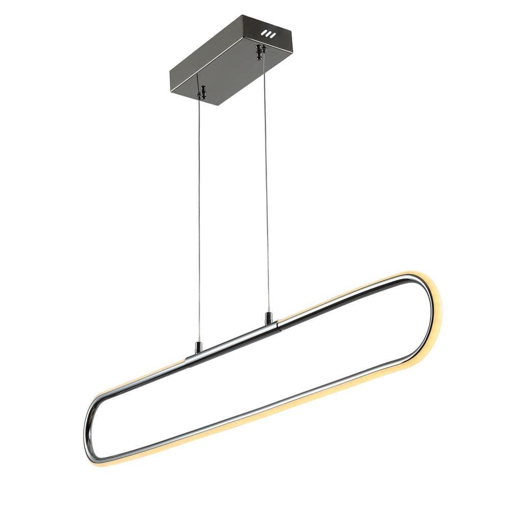 Ned 39" Dimmable Adjustable Integrated LED Metal Linear Pendant, Chrome