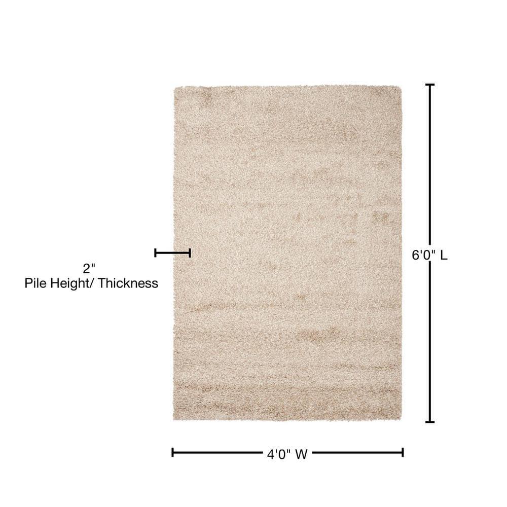 Santa Monica Shag SGN725 Power Loomed Indoor Area Rug - Beige - 4'x6' - Safavieh.
