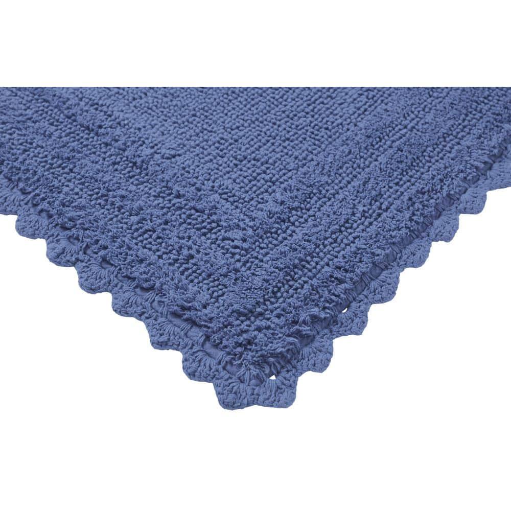 Better Trends Lilly Crochet 100% Cotton Tufted Reversible Bath Rug 24" x 40" Rectangle - Blue