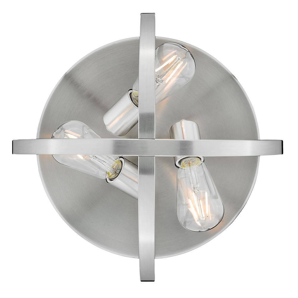 Golden Lighting Colson 3-Light Flush Mount in Pewter