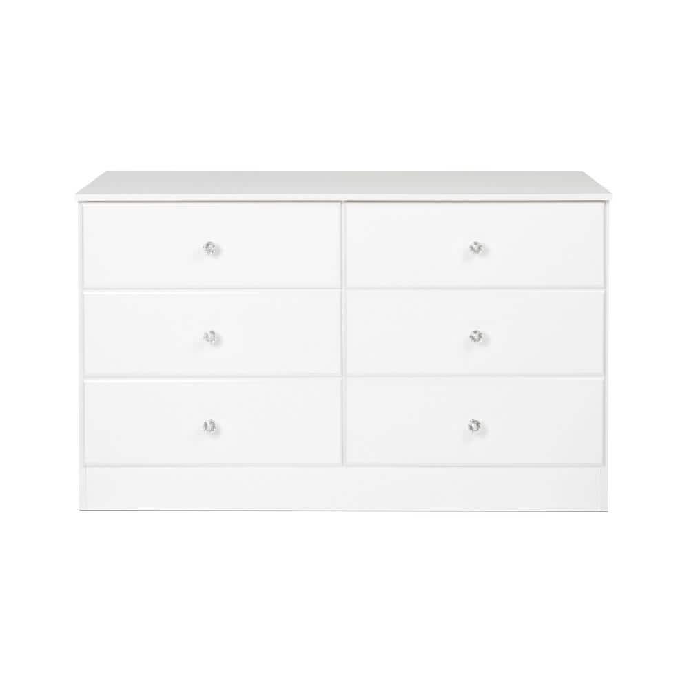 Astrid 6 Drawer Dresser White - Prepac: Laminated Wood Composite, Easy-Glide, Safety Stops