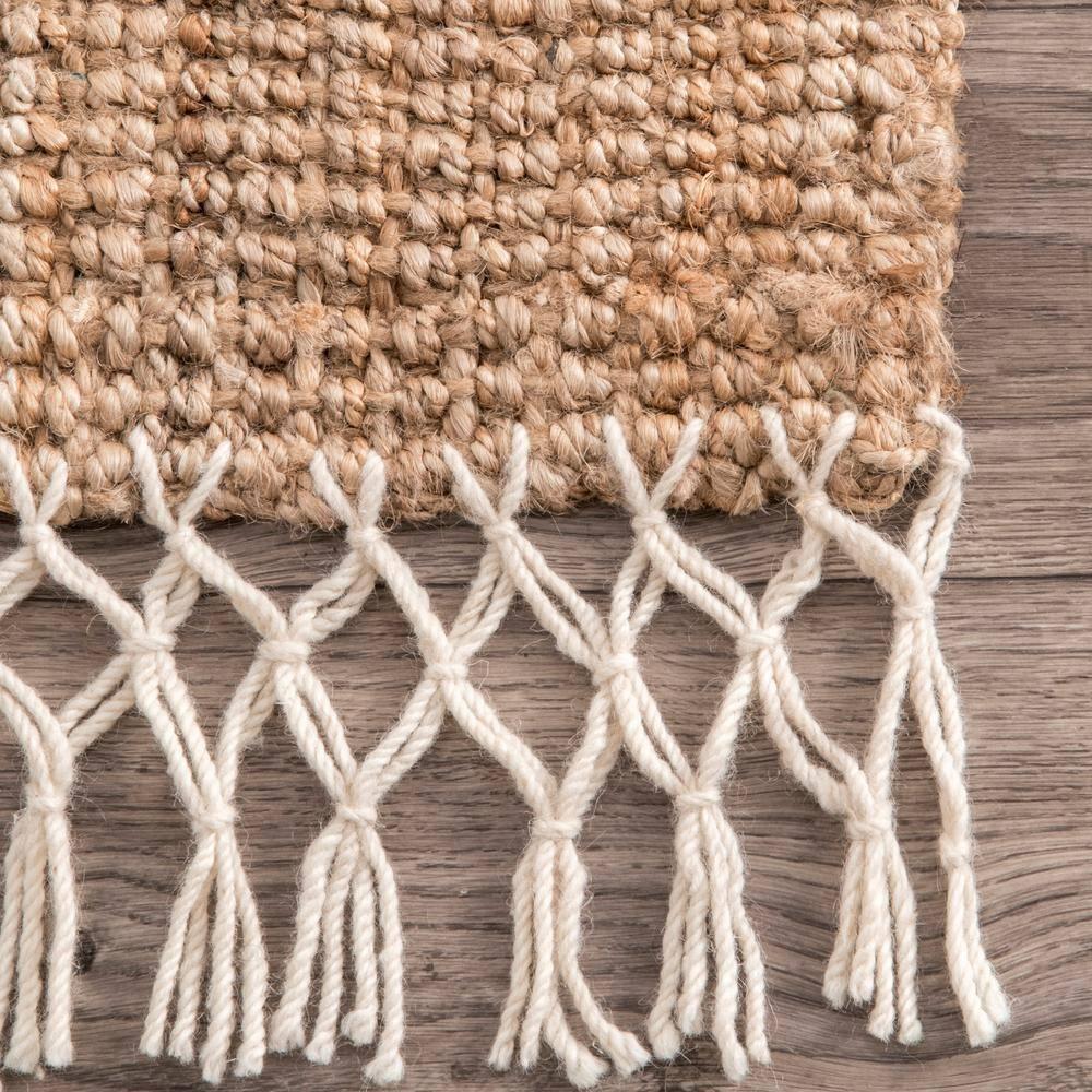 Nuloom Raleigh Solid 12x15 Wool Jute Indoor Area Rug for Dining Room Rug Neutral Rug Living Room Rug Kitchen, Natural