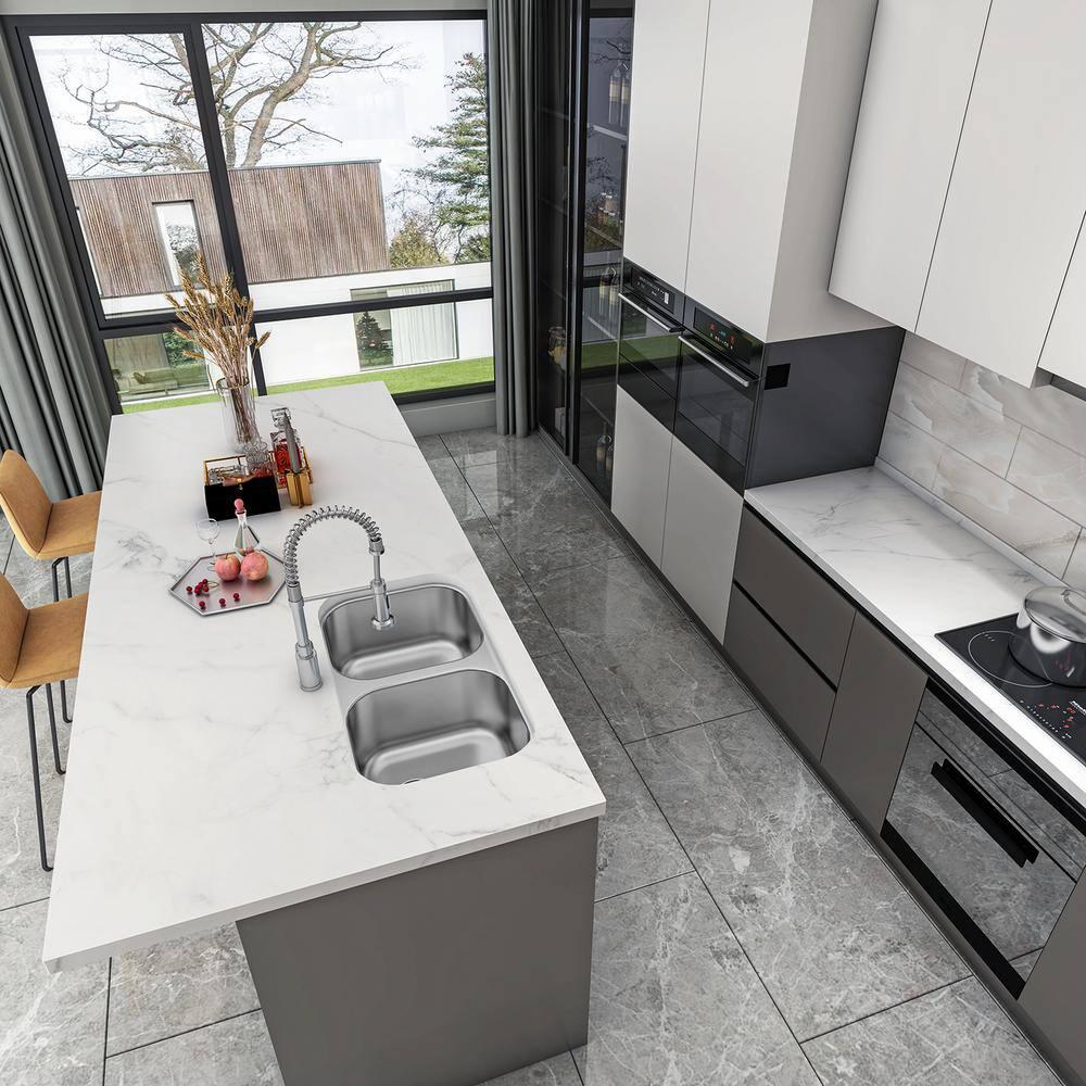 Sinber 32" Undermount Double Bowl 304 Stainless Steel Kitchen Sink
