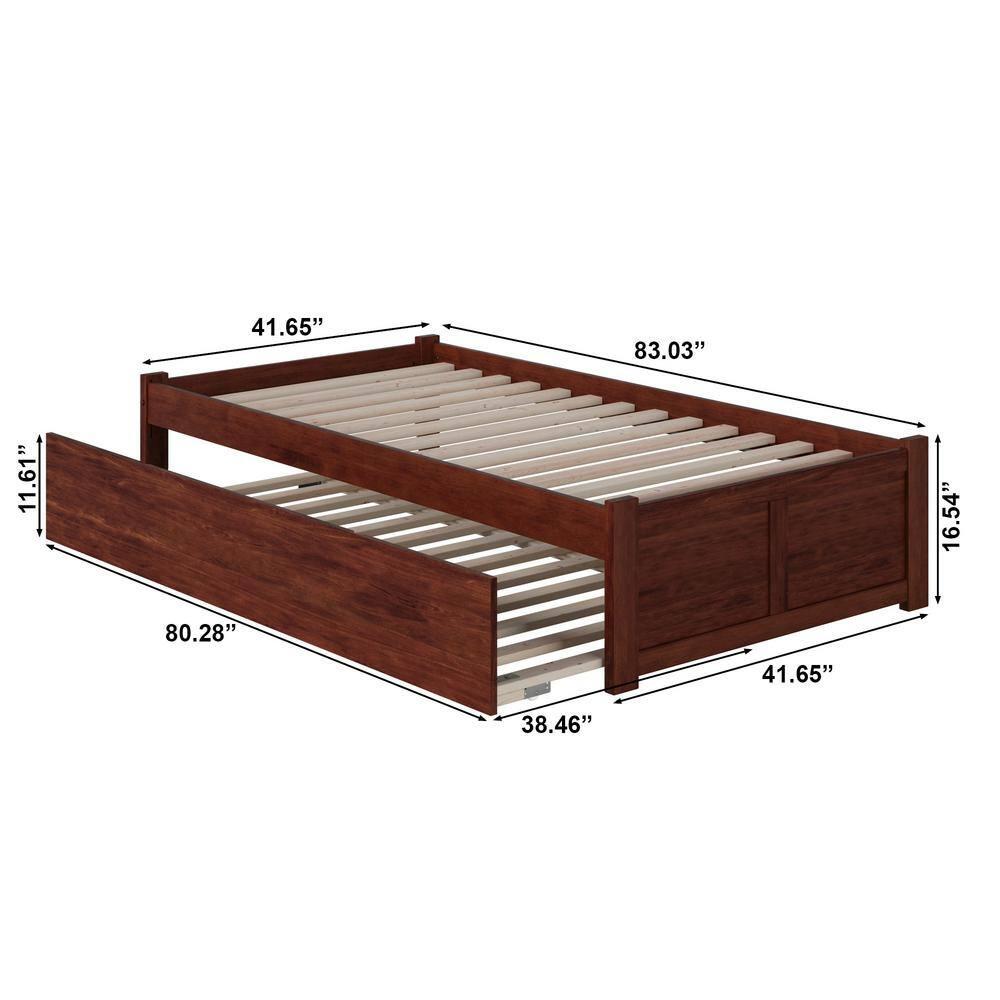 Concord Twin Extra Long Bed with Footboard and Twin Extra Long Trundle in Walnut