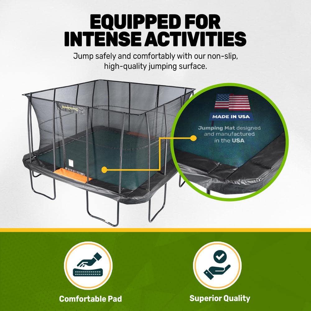 JumpKing 13ft Pro-Series Square Trampoline – Patented Spring Arrangement & Comfort Weave Jumping Pad
