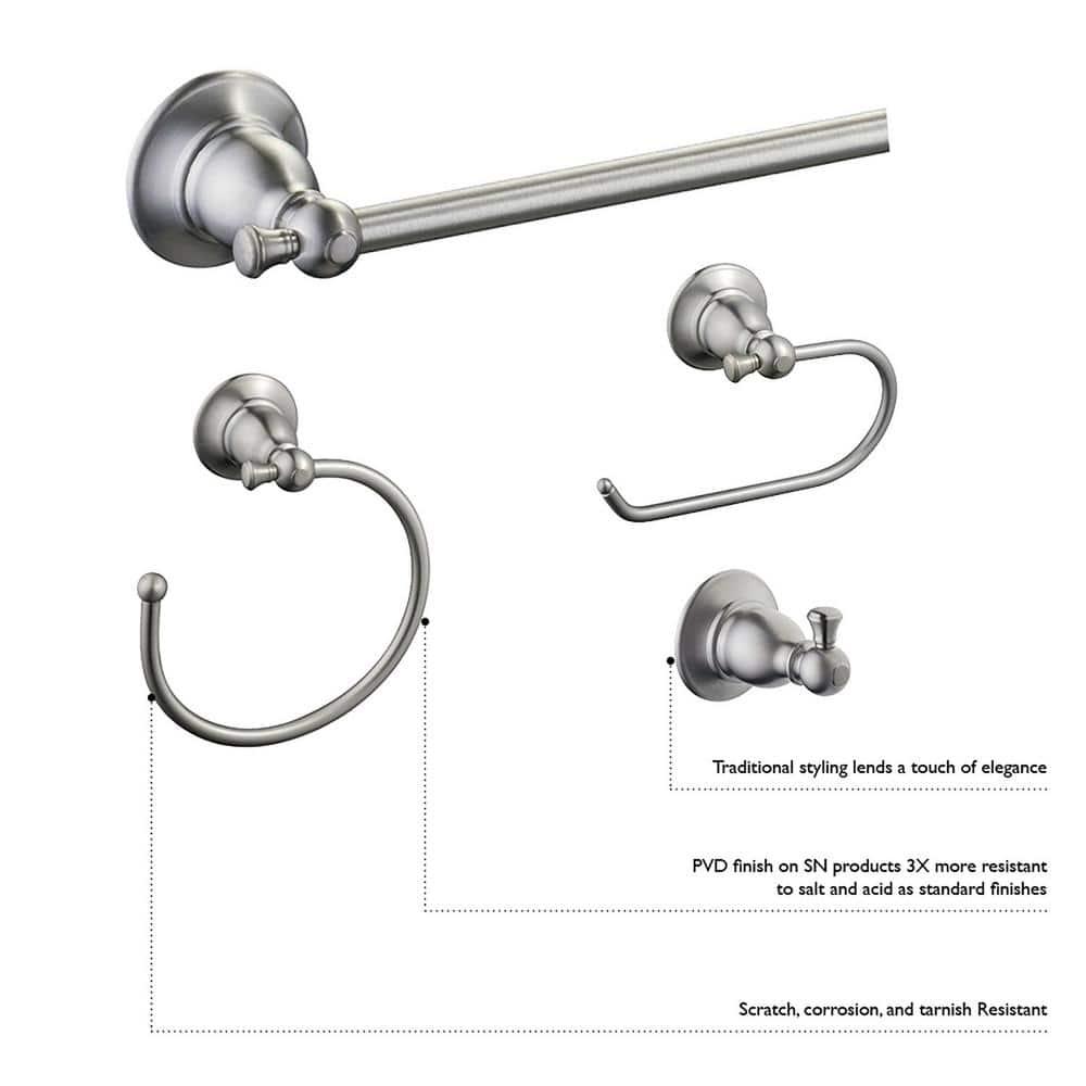Design House 561076 Oakmont Traditional Towel Ring for Bathroom Bedroom Closet or Kitchen, Satin Nickel