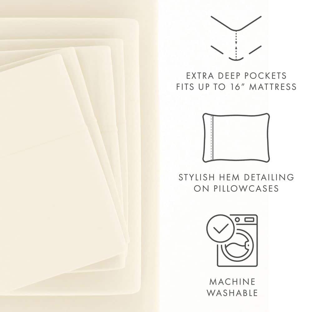 Ivory Full Double Brushed Microfiber 4-Piece Sheet Set