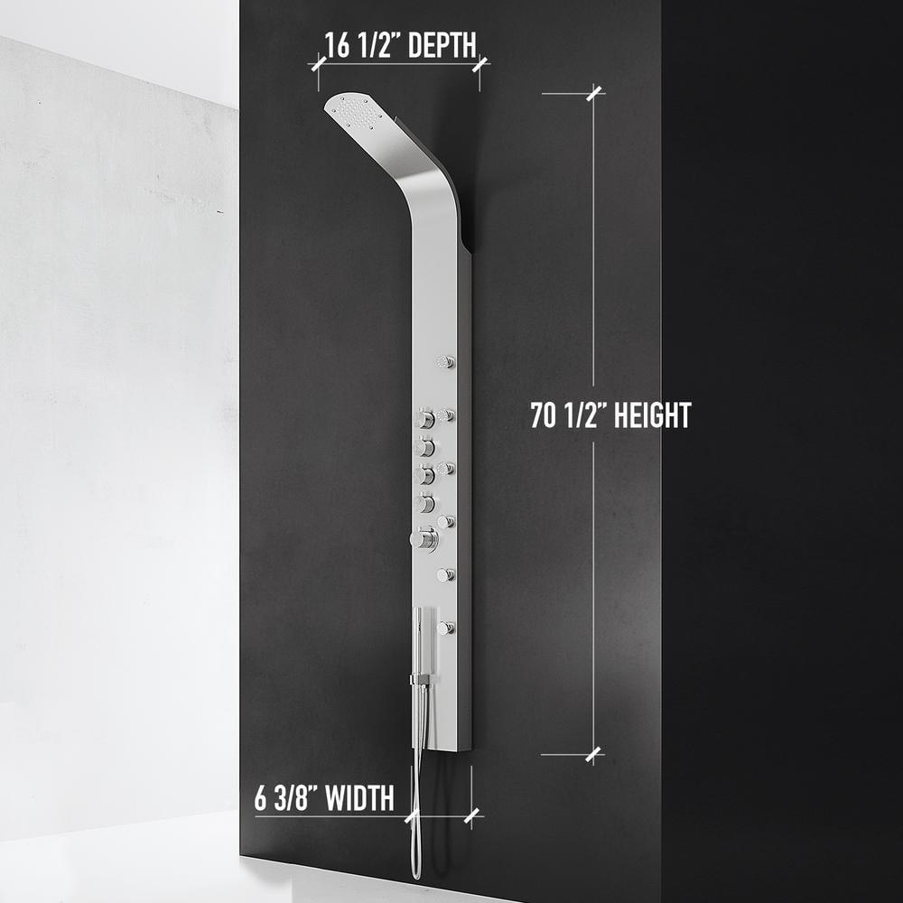 Brielle 68" H X 6" W 6-Jet Shower System with Hand Shower Wand and Rainfall Shower Head