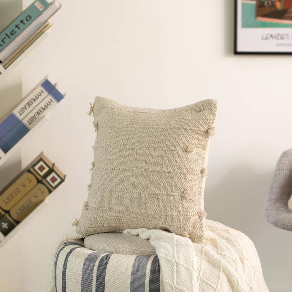 DEERLUX 16" Handwoven Cotton Throw Pillow Cover with Drawstring without Cushion, Natural & Reviews | Wayfair