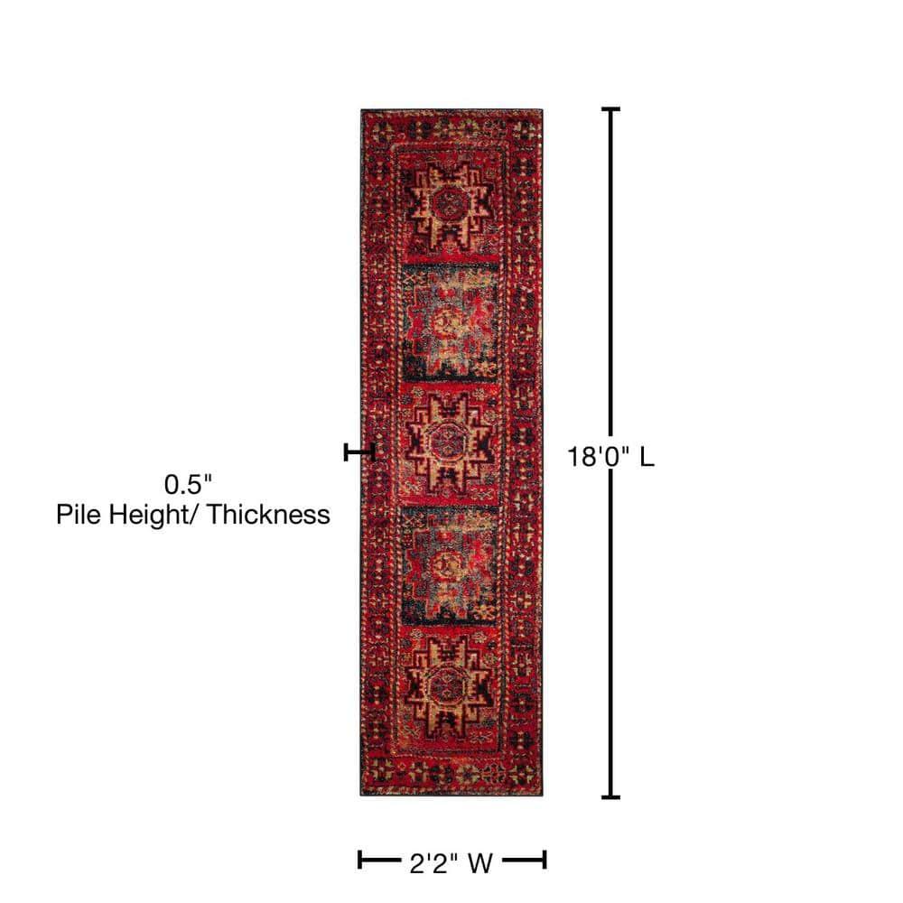 Vintage Hamadan VTH213 Power Loomed Indoor Runner Rug - Red/Multi - 2'3"x18' - Safavieh.