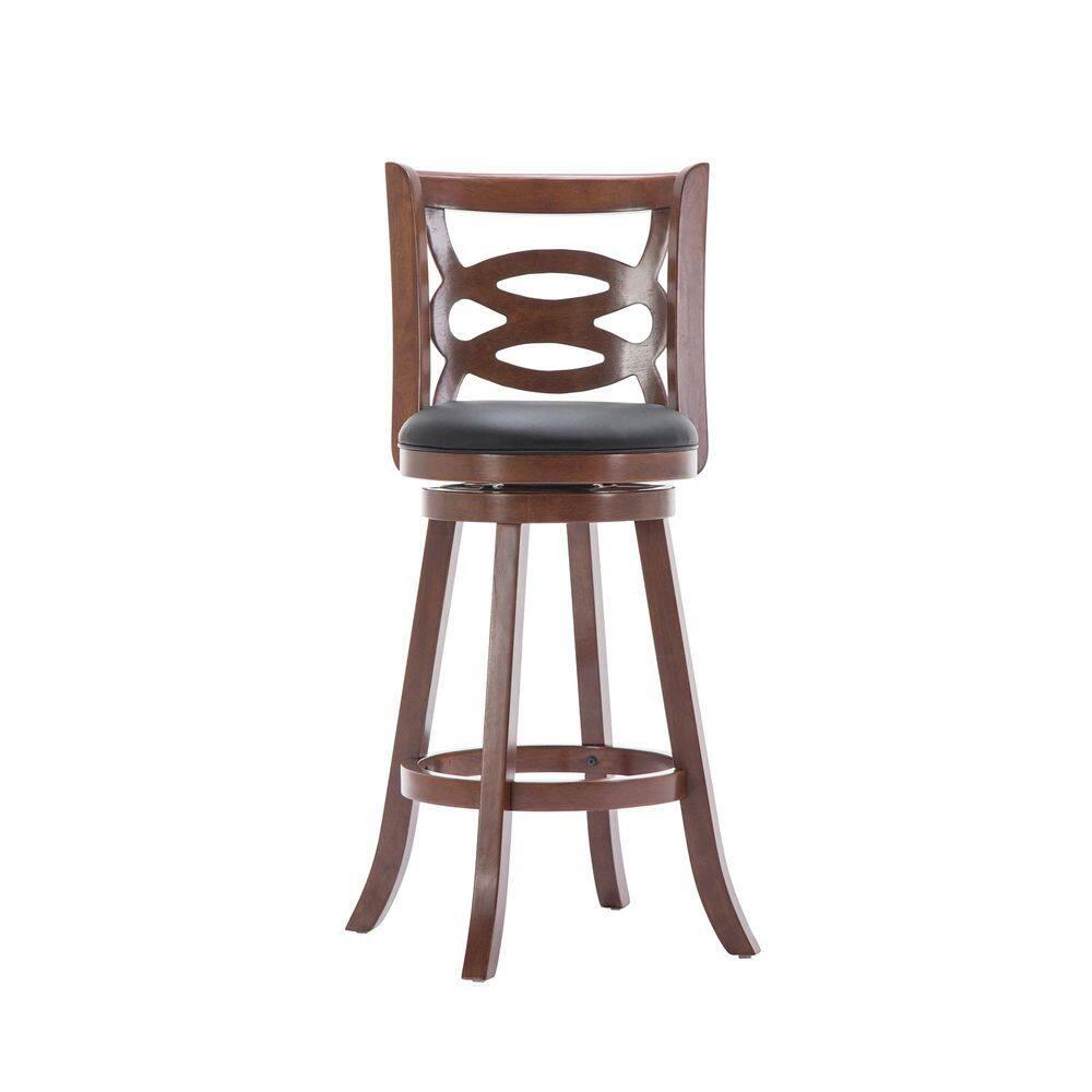 Boraam Siena 29in. High Back Swivel Wood Kitchen Bar Stool - Cherry Finish
