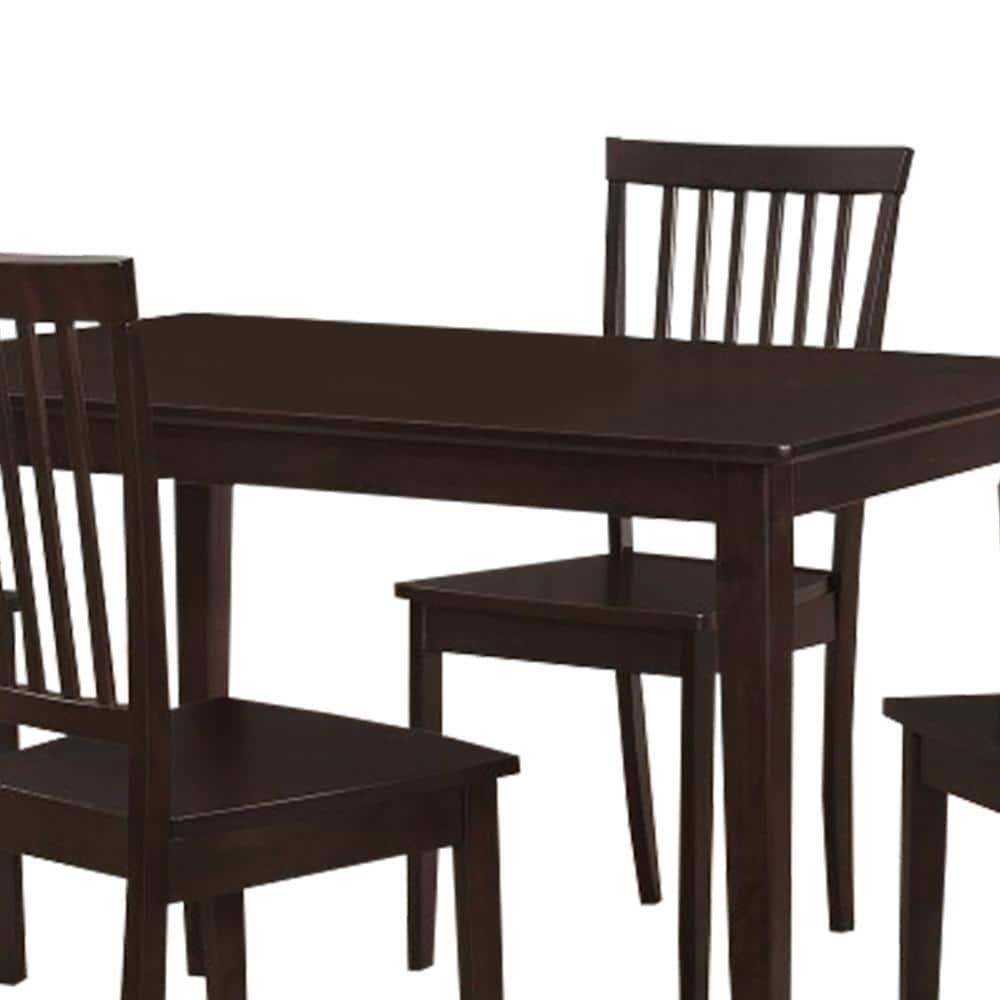 Sophisticated Brown Wooden 5-Piece Dining Set with Slat Back Chairs