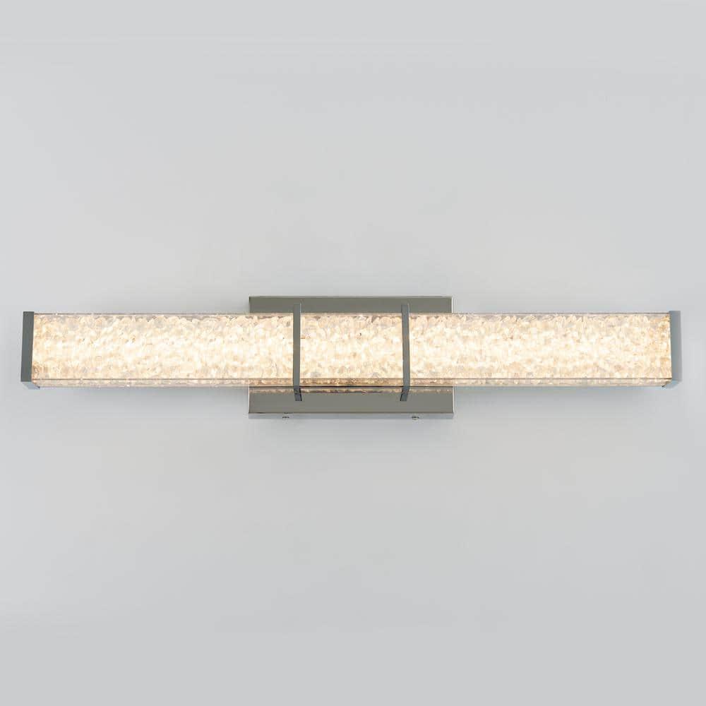 Artika Riviera 27 in. 1-Light Chrome Modern Integrated LED Vanity Light Bar for Bathroom with Crystals