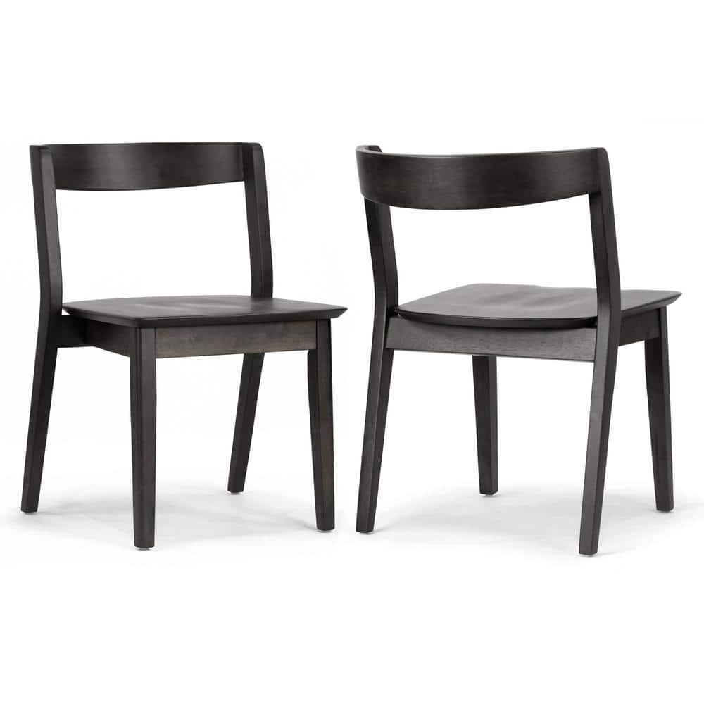 Glamour Home Astor 17.52" Wood Chairs with Curved Back in Black (Set of 2)