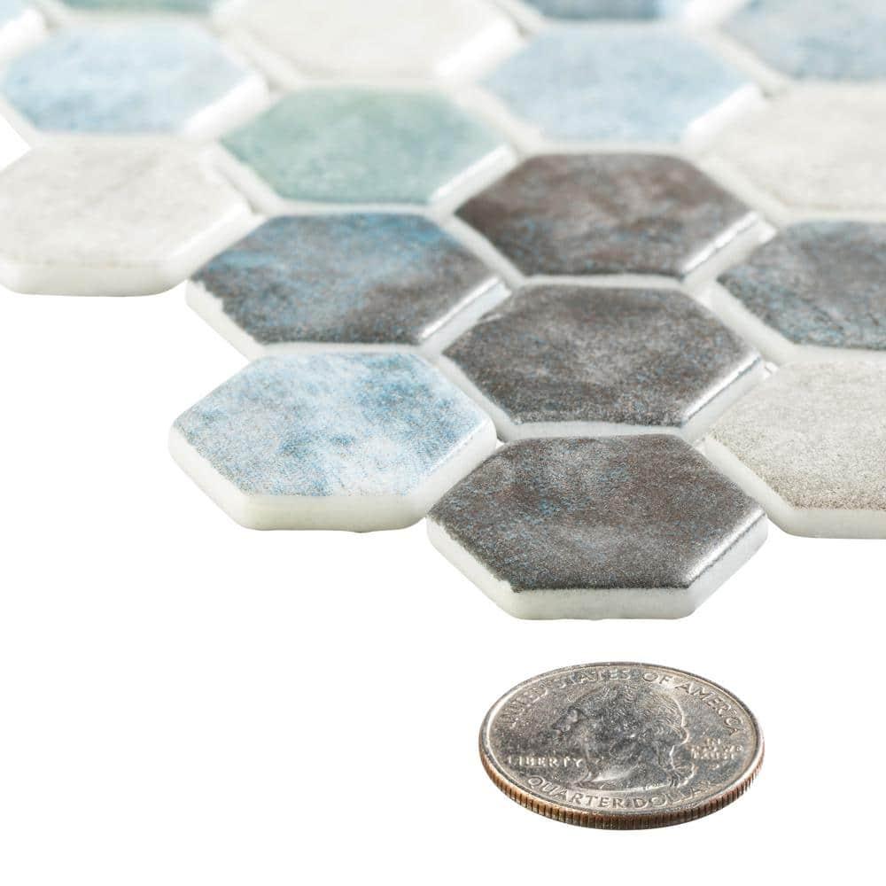 Trillions Hexagon Honeycomb Glass Mosaic Kitchen Backsplash, Bathroom, Shower, Pool, Wall and Floor Tile