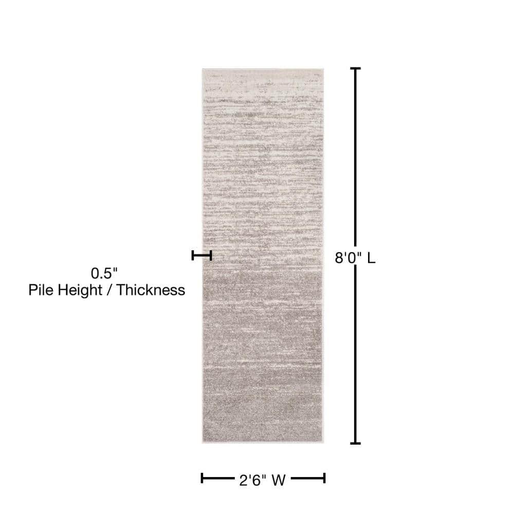 Adirondack ADR113 Machine Made Indoor Runner - Light Grey/Grey - 2'-6"x8' - Safavieh