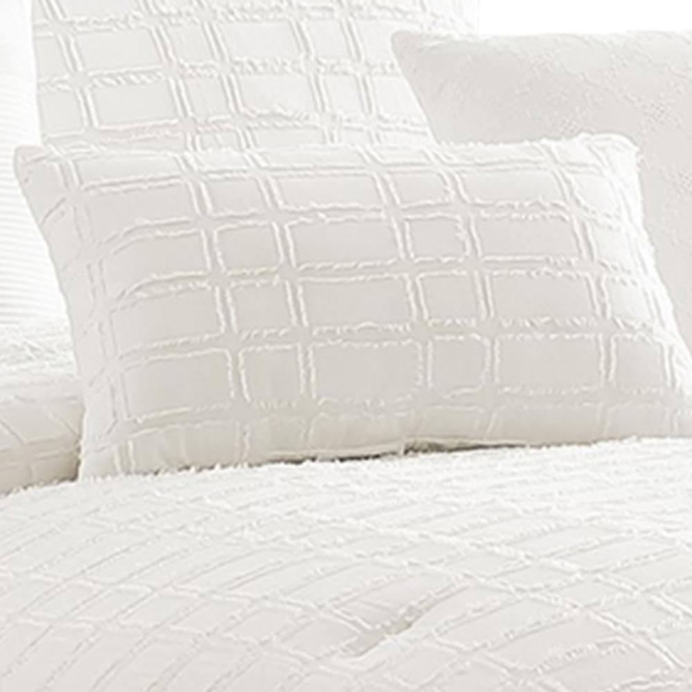 Benjara White Cotton Blend 6 Piece Comforter Set