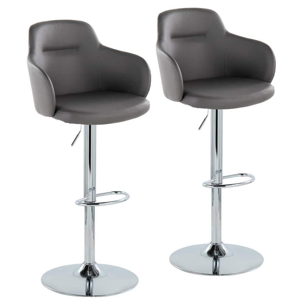 LumiSource Boyne Swivel Upholstered Adjustable Height Counter Stool with Metal Frame (Set of 2)