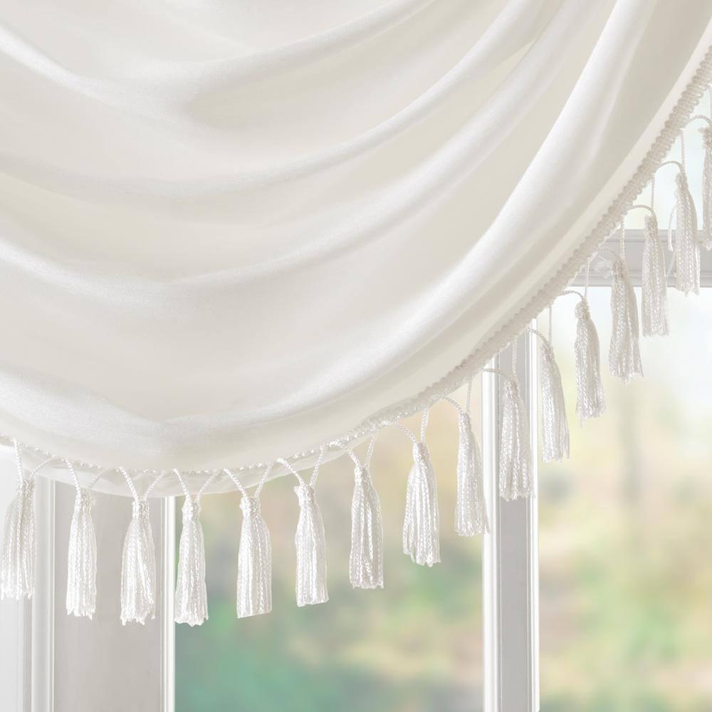 Elena Faux Silk Waterfall Embellished 38'' W Window Valance