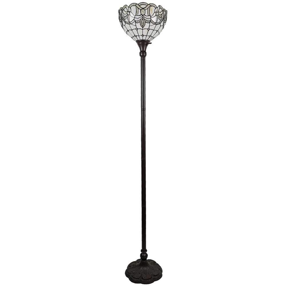 Tiffany Style Vintage Torchiere Floor Lamp - 72" Tall