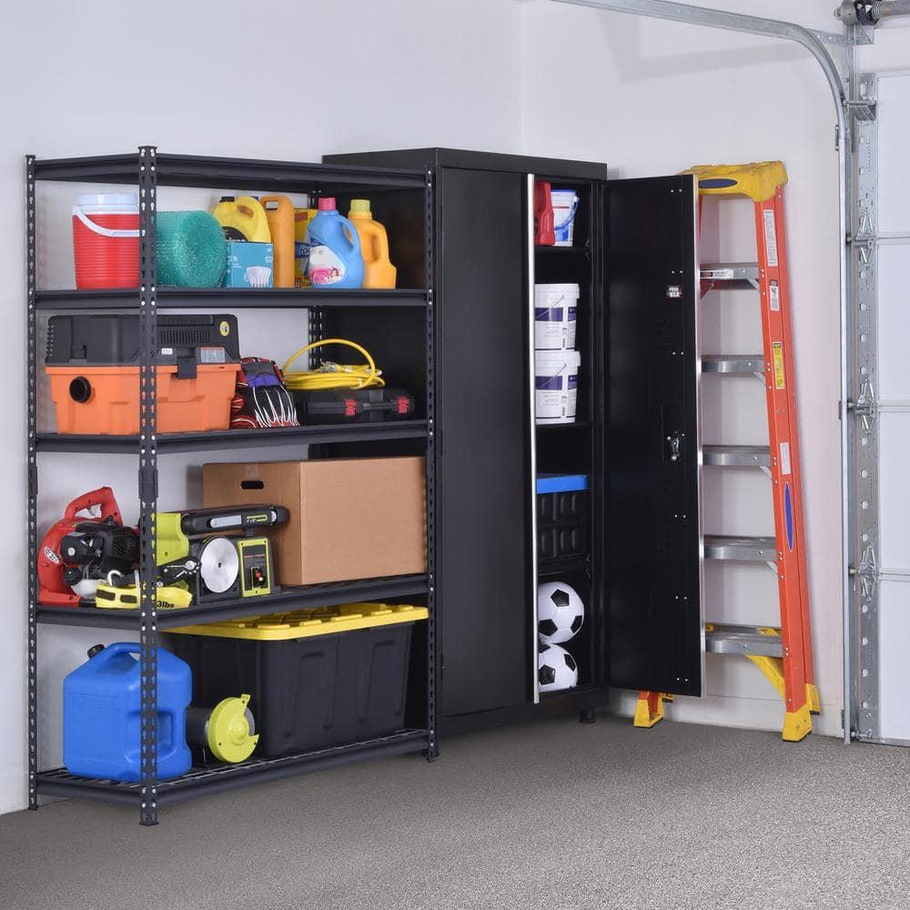 Muscle Rack 36"W x18"D x72"H Welded Storage Cabinet - Matte Black Finish Organizers