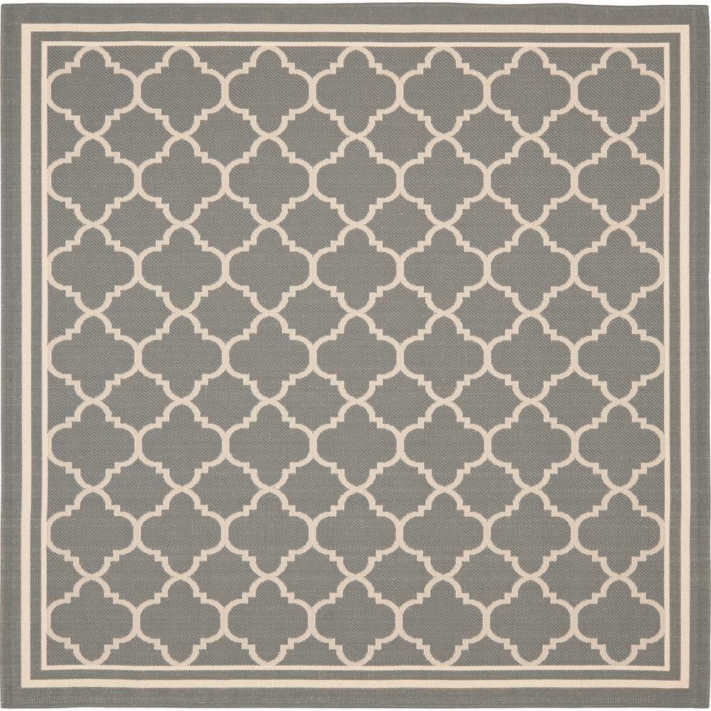 Courtyard CY6918 Power Loomed Indoor/Outdoor Area Rug - Anthracite/Beige - 4'x4' - Safavieh.