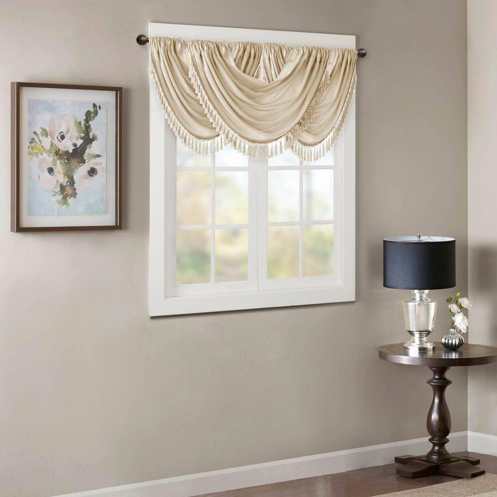 Madison Park Elena Faux Silk Waterfall Embellished 38'' W Window Valance