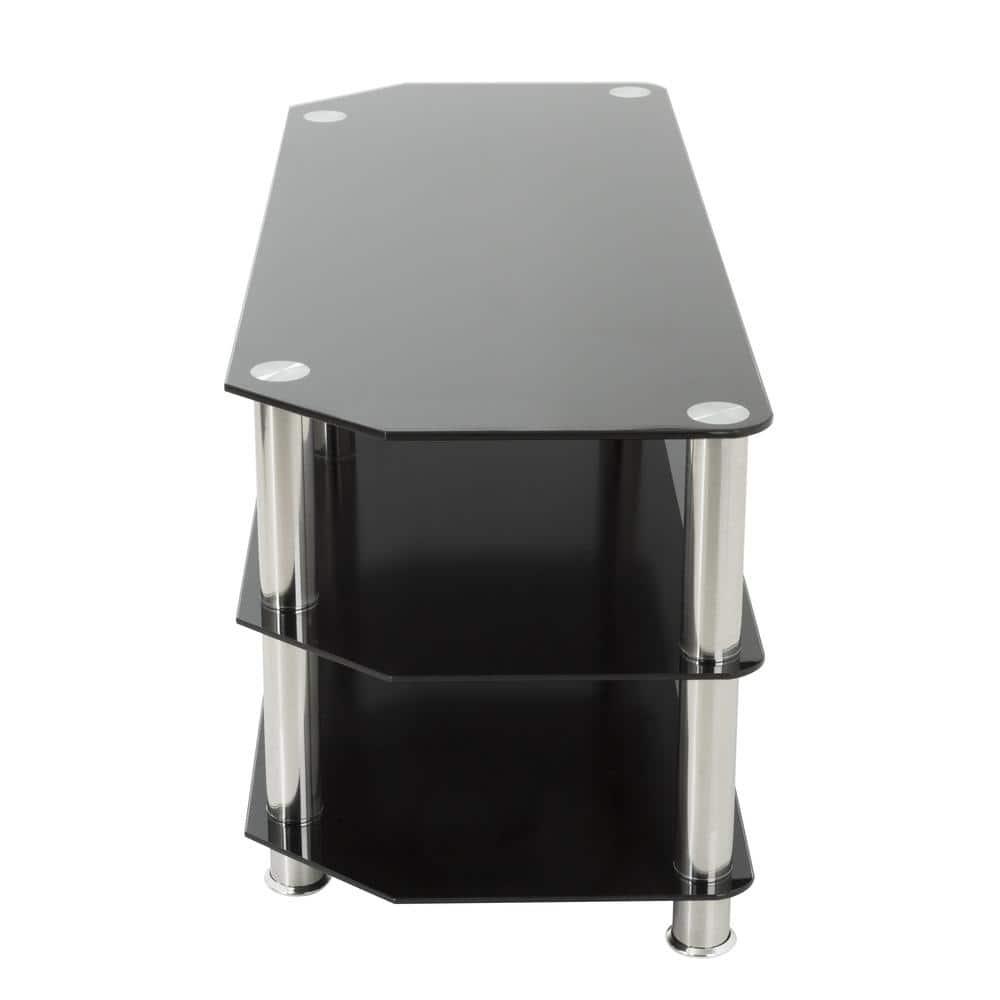 AVF Transitional Steel and Glass TV Stand for up to 60" TVs in Black/Chrome