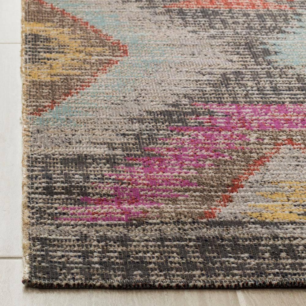 SAFAVIEH Montage Collection 2'3' x 8' Grey/Multi MTG212F Boho Indoor/ Outdoor Non-Shedding Easy scrubbing Patio Backyard Porch Deck Mudroom Runner-Rug