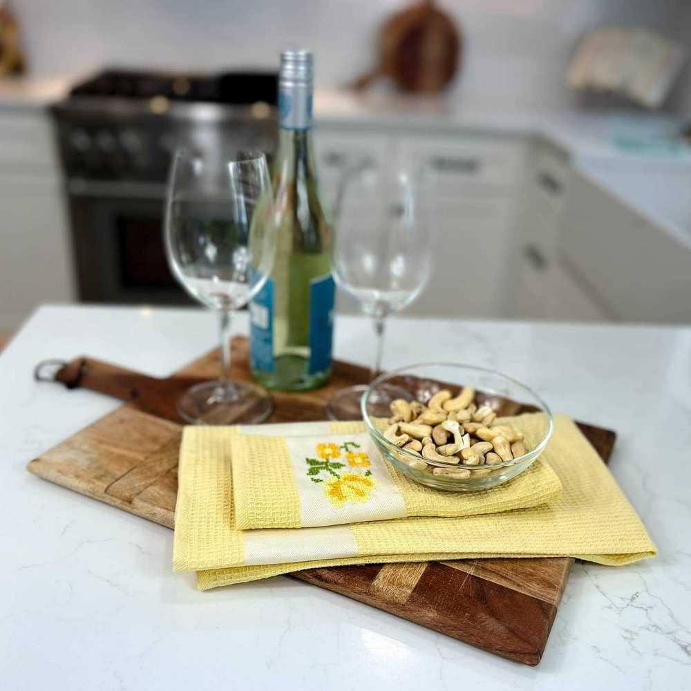 KAFTHAN Premium Floral Cotton Kitchen Towel & Dishcloth Set (28”x18”, 6pk) , Multicolor Jacquard, Soft, Absorbent, Durable, 100% Turkish Cotton