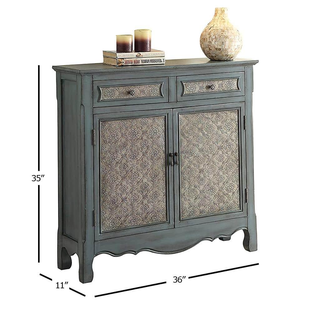 ACME Winchell Rectangular Console Table in Antique Blue