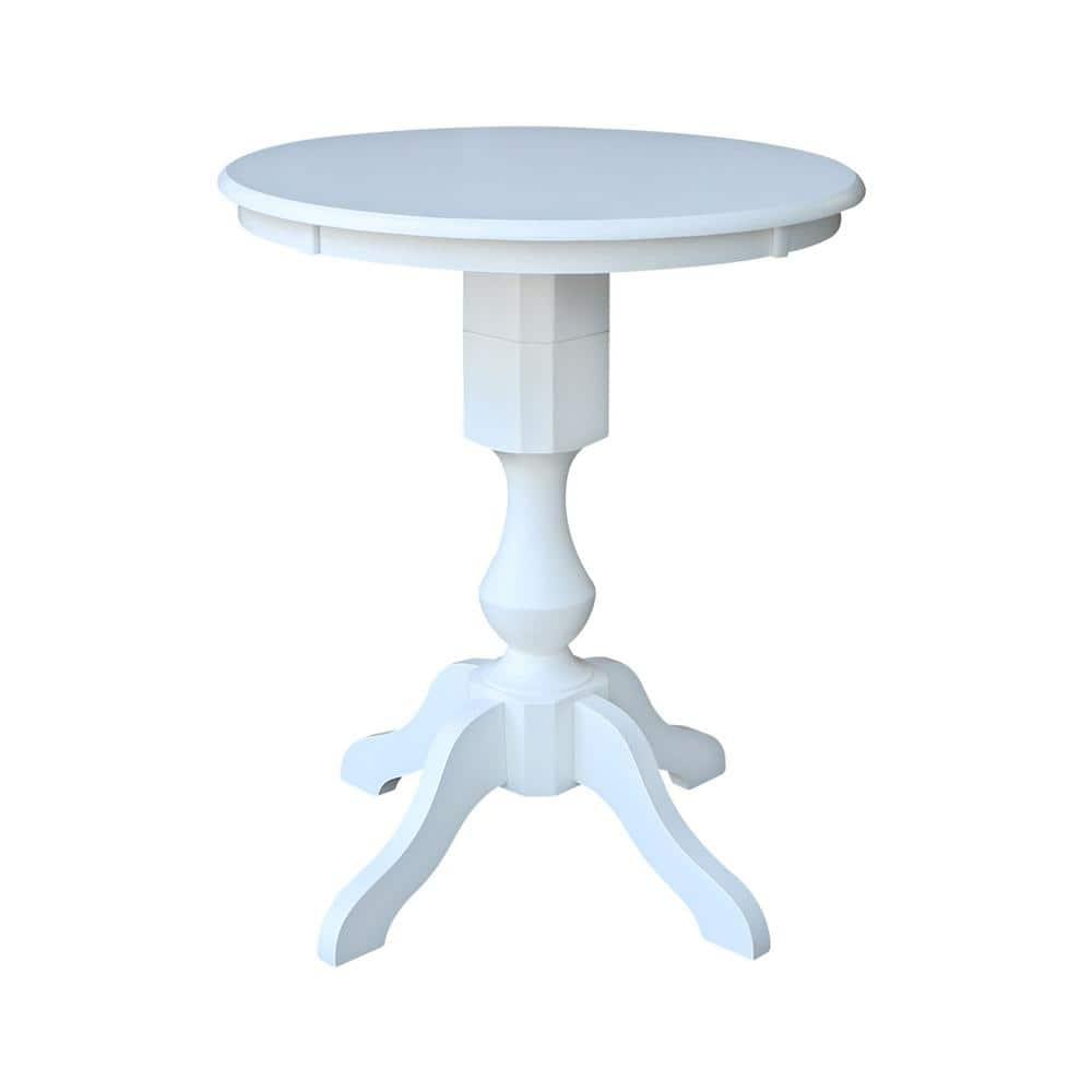 30" Round Top Pedestal Counter Height Table - White
