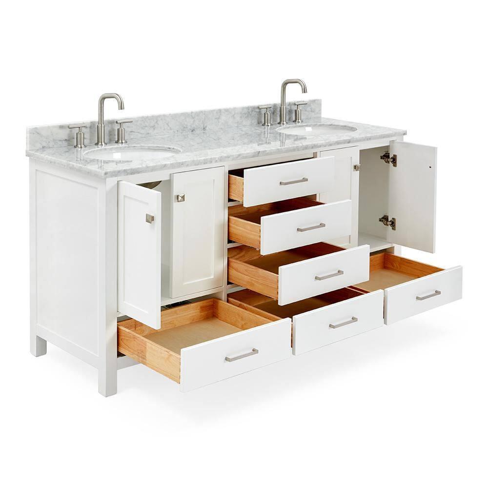 Ariel A067dcw2ovo Cambridge 67" Free Standing Double Oval Basin Vanity Set - White