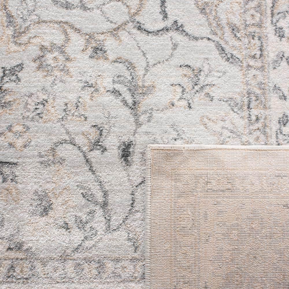 Isabella ISA912 Power Loomed Area Rug - Light Grey/Cream - 6'7"x6'7" - Safavieh.