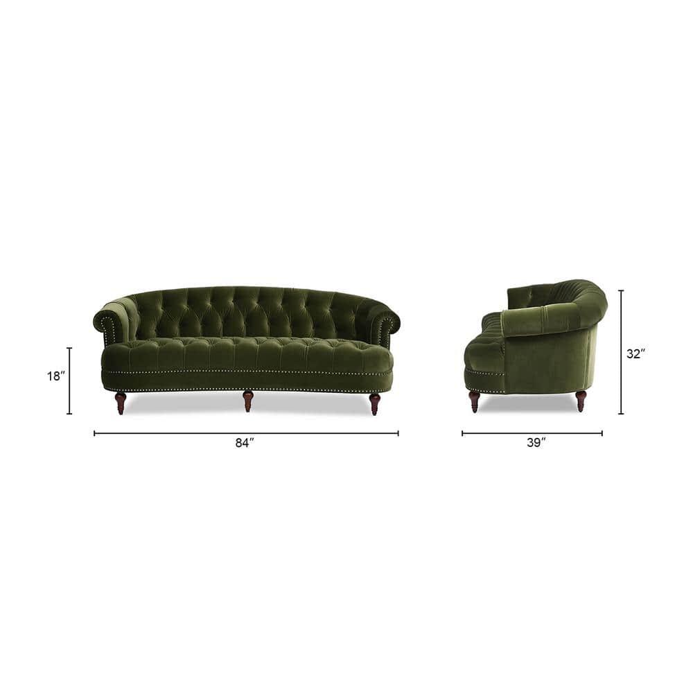 Jennifer Taylor Home La Rosa 84" Victorian Chesterfield Living Room Tufted Sofa Couch, Olive Green